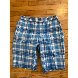 Lauren Ralph Lauren L-RL Active Plaid Bermuda Golf Shorts Women Size 10 Blue